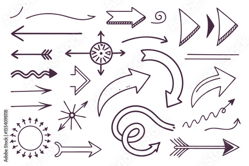 Hand-Drawn Arrows and Lines – Artistic Vector Collection