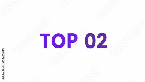 Top 02 Text Animation. Alpha matte with transparent background 4K resolution.