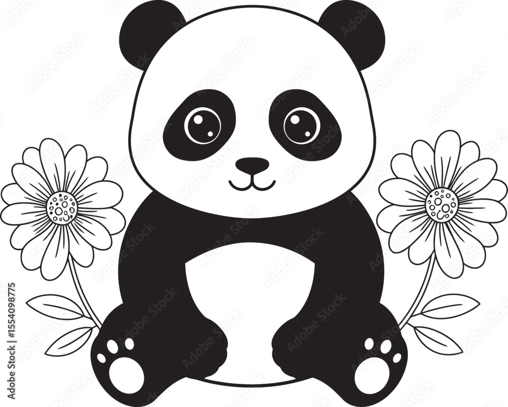 Obraz premium panda animal outline for coloring pages white color background