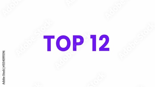 Top 12 Text Animation. Alpha matte with transparent background 4K resolution.