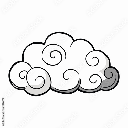 Abstract black and white image featuring flowing curves and cloud-like forms, blending soft gradients and sharp contrasts to evoke a sense of motion and mystery.
