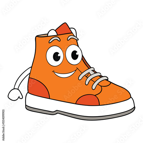 Bright orange cartoon sneakers with exaggerated soles, bold outlines, and playful design—perfect for a fun, animated character or vibrant kids' illustration.
