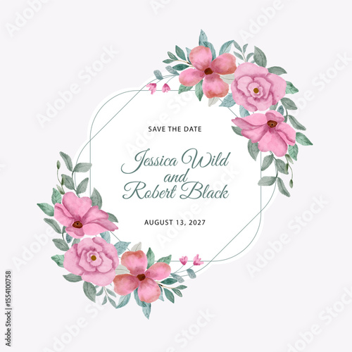 delicate pink floral watercolor frame