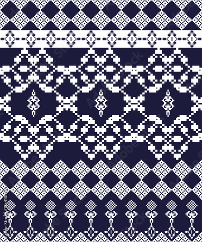 black and white pattern.Ethnic geometric fabric pattern Cross Stitch.embroidery oriental Pixel pattern background.Abstract,vector,illustration