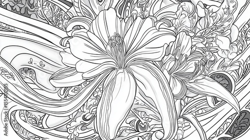 Wallpaper Mural Intricate black and white floral design. Torontodigital.ca