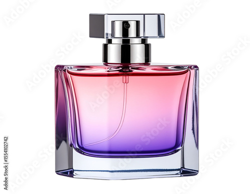 Modern Square Perfume Bottle with Colorful Gradient, isolated on transparent background PNG