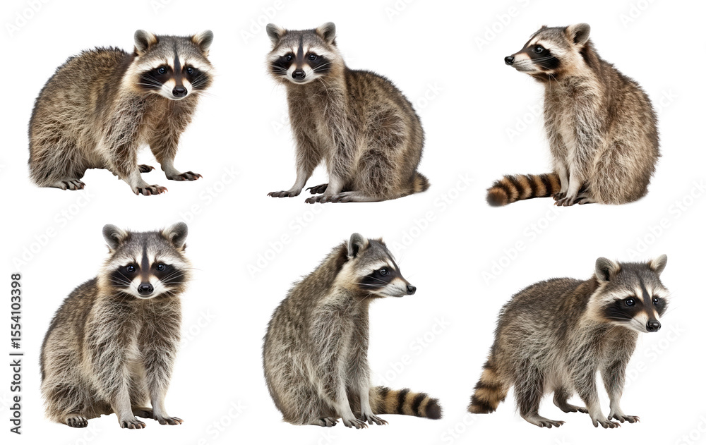 Obraz premium Raccoon full body isolate on transparent background
