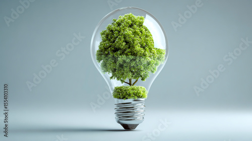Green eco friendly lightbulb, green energy innovation concept