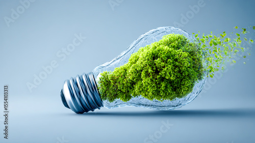 Green eco friendly lightbulb, green energy innovation concept