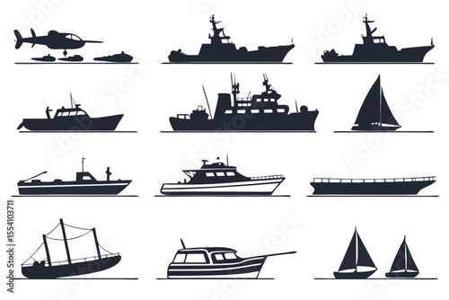 Marine Vessel Silhouettes – Boats, Ships, and Watercraft Icons