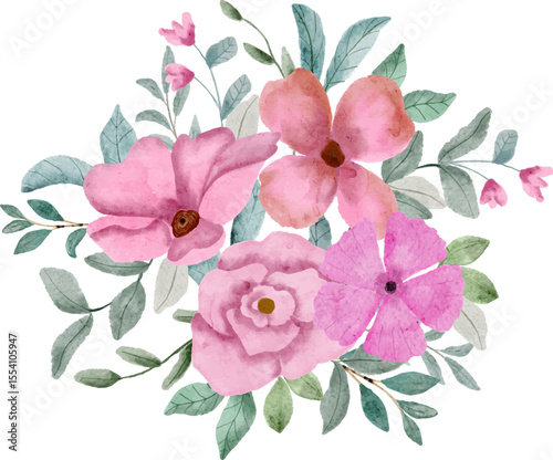 soft pink floral watercolor bouquet