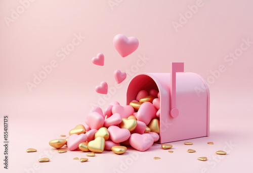 Hearts falling from mailbox