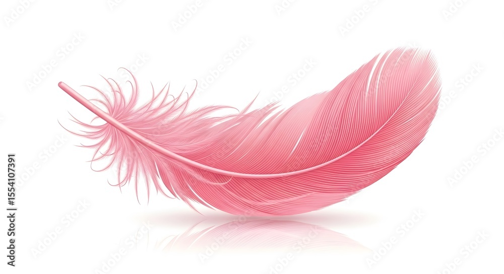 Pink Feather Illustration on White Background Pink Feather Illustration on White Background