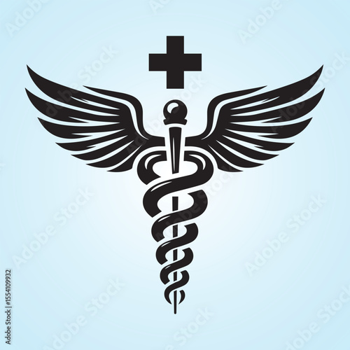 
Healthcare and Medicine Icon: Winged Caduceus with Snakes for Professional Design, ai generated