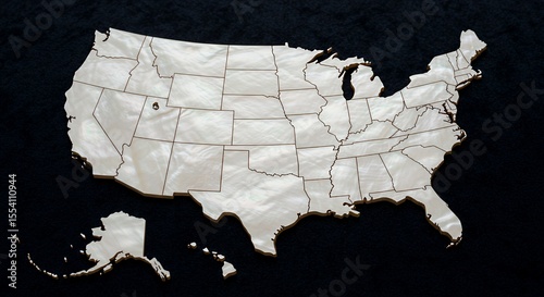 Mother-of-Pearl Map of the United States: A Luxurious Geographic Art Piece