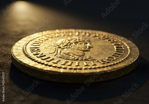 Ancient Gold Coin with Roman Emperor Profile - Antique Treasure for History Books, Numismatic Collections, and Investment Opportunities