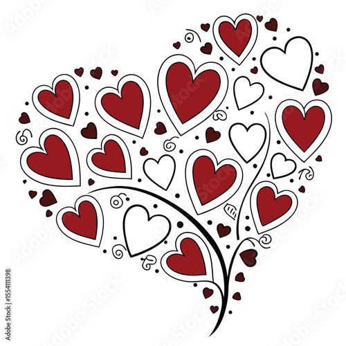 Heart Collage of Red Shapes – Valentine’s Day Illustration