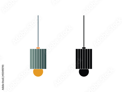 stylish and colorful pendant lamps in flat design, perfect for interior design themes, and home decor illustrations.