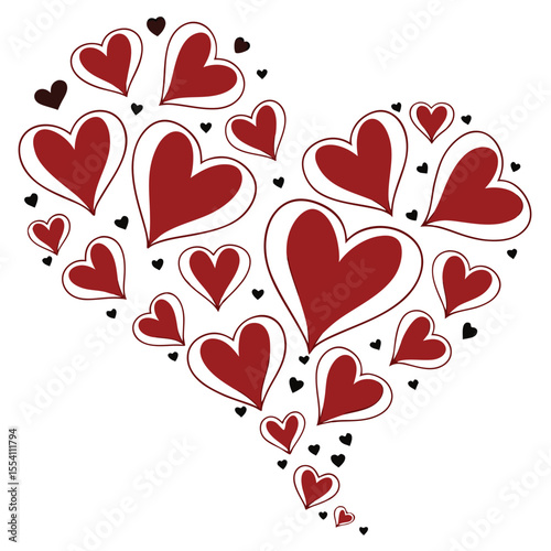 Heart Collage of Red Shapes – Valentine’s Day Illustration