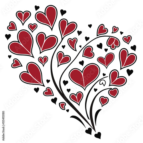 Romantic Red Heart Cluster – Love and Affection Vector Design