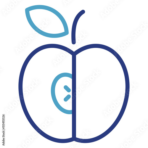 Single icon dual tone of apple slices containing fiber that helps slow the absorption of sugar into the bloodstream, good for diabetics and as a diet for sufferers.