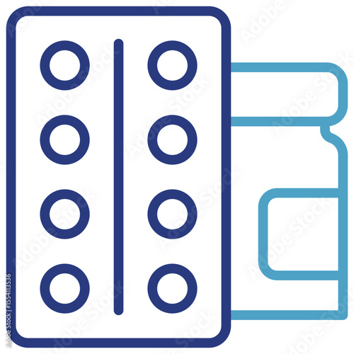 Visual medication package single icon dual color of the warning section regarding medication dosage that may help temporarily relieve patient symptoms.