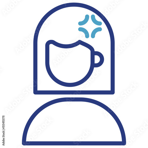 Headache or migraine single icon, with focus on the head and indication of pain related to neurology or chronic pain management