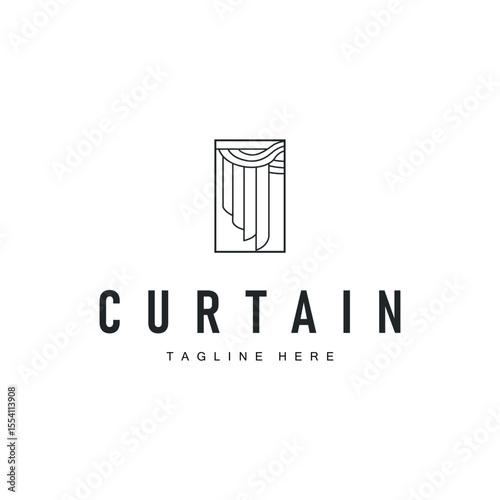 curtain logo design concept with a simple minimalist and elegant concept as a home decoration and product brand illustration template