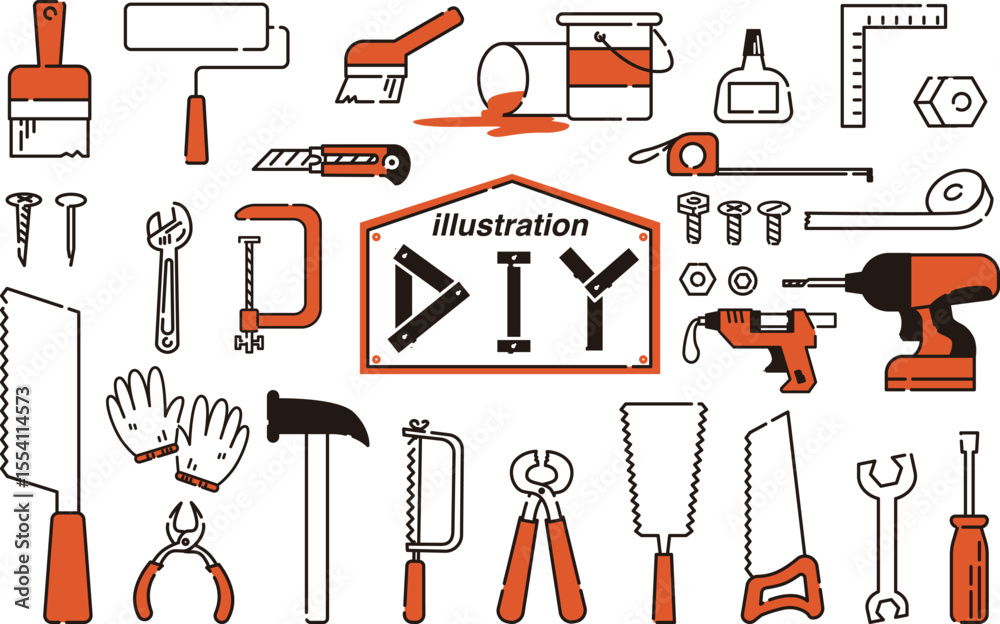 DIY工具のシンプルなベクターイラスト素材セット