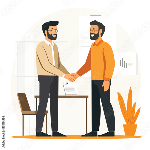 Men conclude business deal