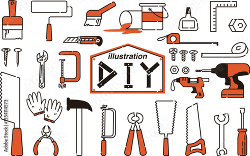 DIY工具のシンプルなベクターイラスト素材セット