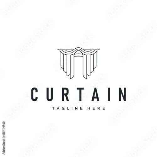 curtain logo design concept with a simple minimalist and elegant concept as a home decoration and product brand illustration template