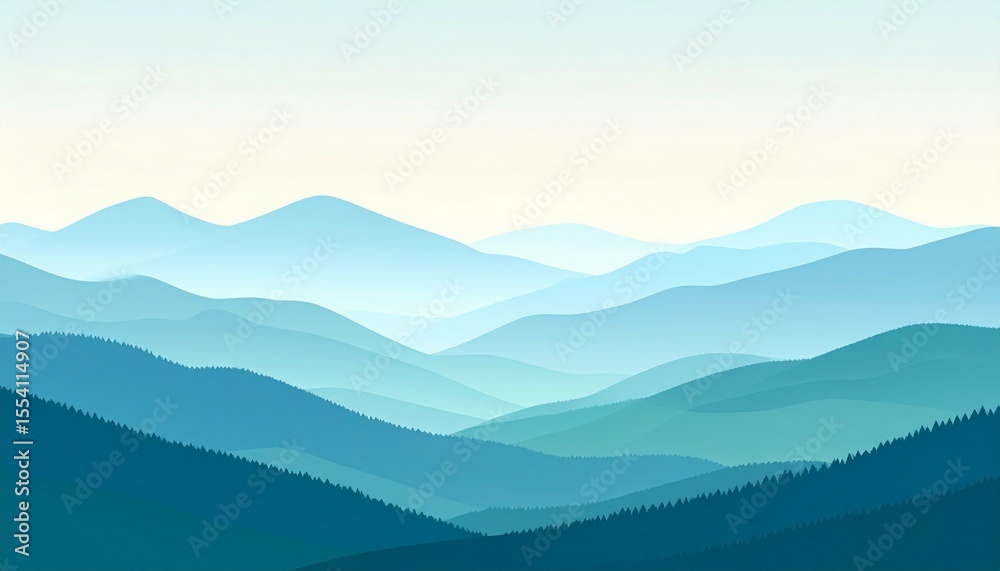 Fototapeta premium mountain landscape with at sun set flat art design illustration