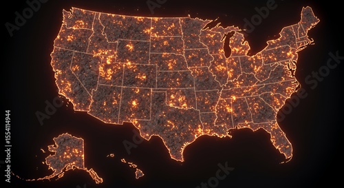 Embers of the Nation: A Fiery Map of the United States