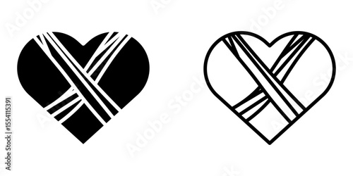 broken heart set icon white background