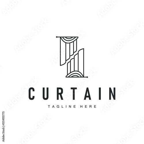 curtain logo design concept with a simple minimalist and elegant concept as a home decoration and product brand illustration template