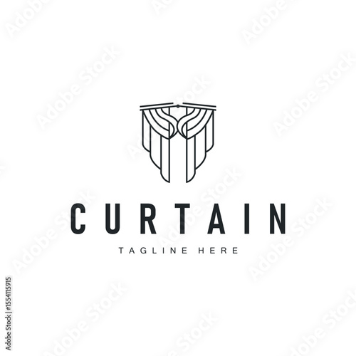 curtain logo design concept with a simple minimalist and elegant concept as a home decoration and product brand illustration template