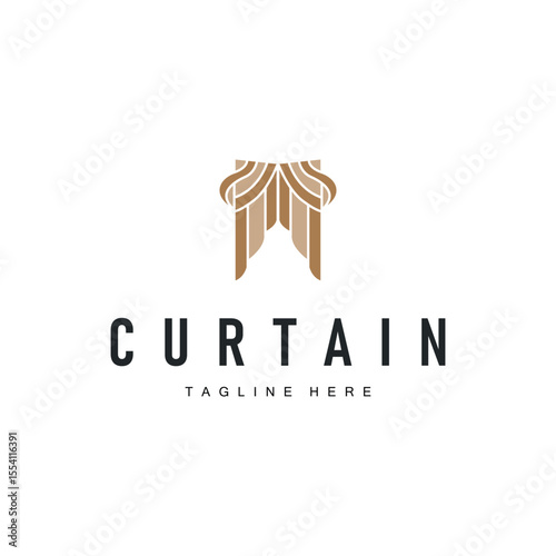curtain logo design concept with a simple minimalist and elegant concept as a home decoration and product brand illustration template