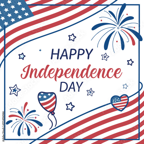 Happy Independence Day Celebrate Freedom with Fireworks and Patriotism