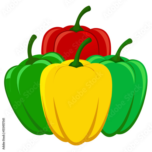pepper Fruits Vecto White Background