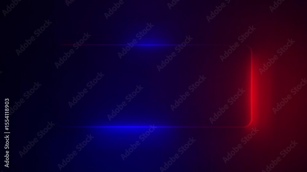Neon rectangle Frame animated backdrop with place for text, Glowing neon lines sign with flicker on black background, abstract loop saber Effect for logo reveal, led electric Placeholder gradient