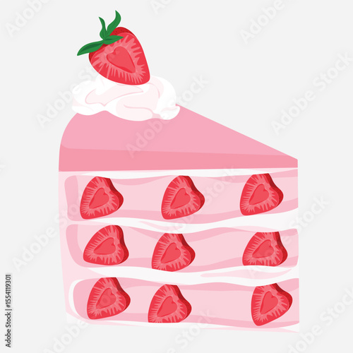 Delicious Strawberry Shortcake with Fresh Cream and Juicy Strawberries on Top
