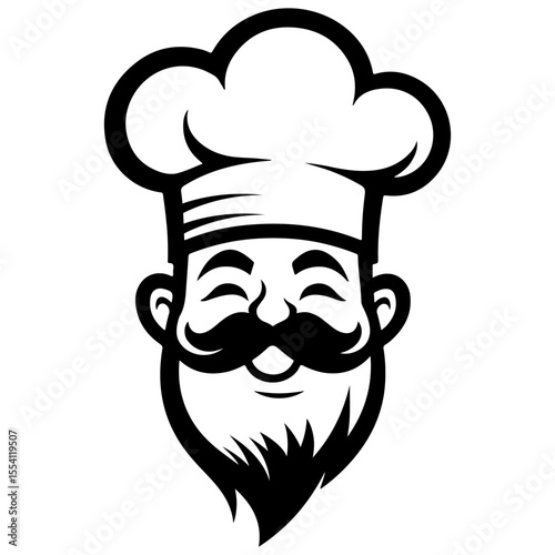 Chef head black and white logo design