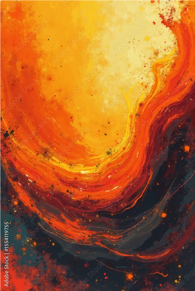 Abstract orange and red background with bubble texture and fiery design elements