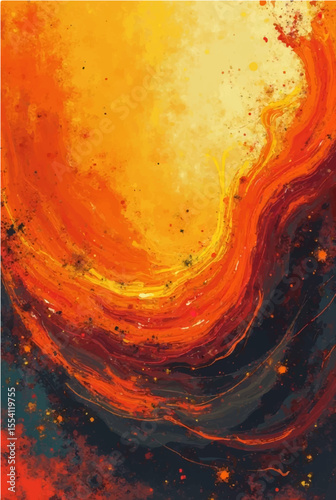 Abstract orange and red background with bubble texture and fiery design elements
