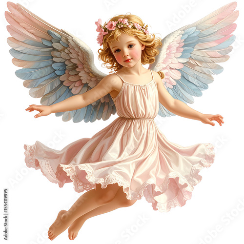 Antique Cupid Artwork in Soft Romantic Colors, isolated on transparent background PNG