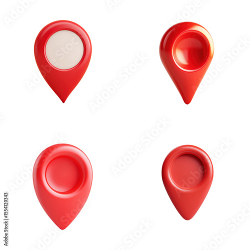Free Download Red map pin location pointer set, position marker, destination icon 3d rendering - GFXLoad