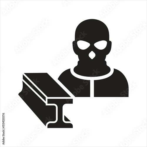 Metal theft icon. Steel beam icon
