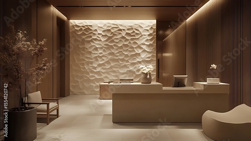 Modern Living Room Interior Design Evening Ambiance, Modern minimalist interior design with natural light and simple decor in neutral tones, Rustic bathroom with stone walls, wooden accents, 

