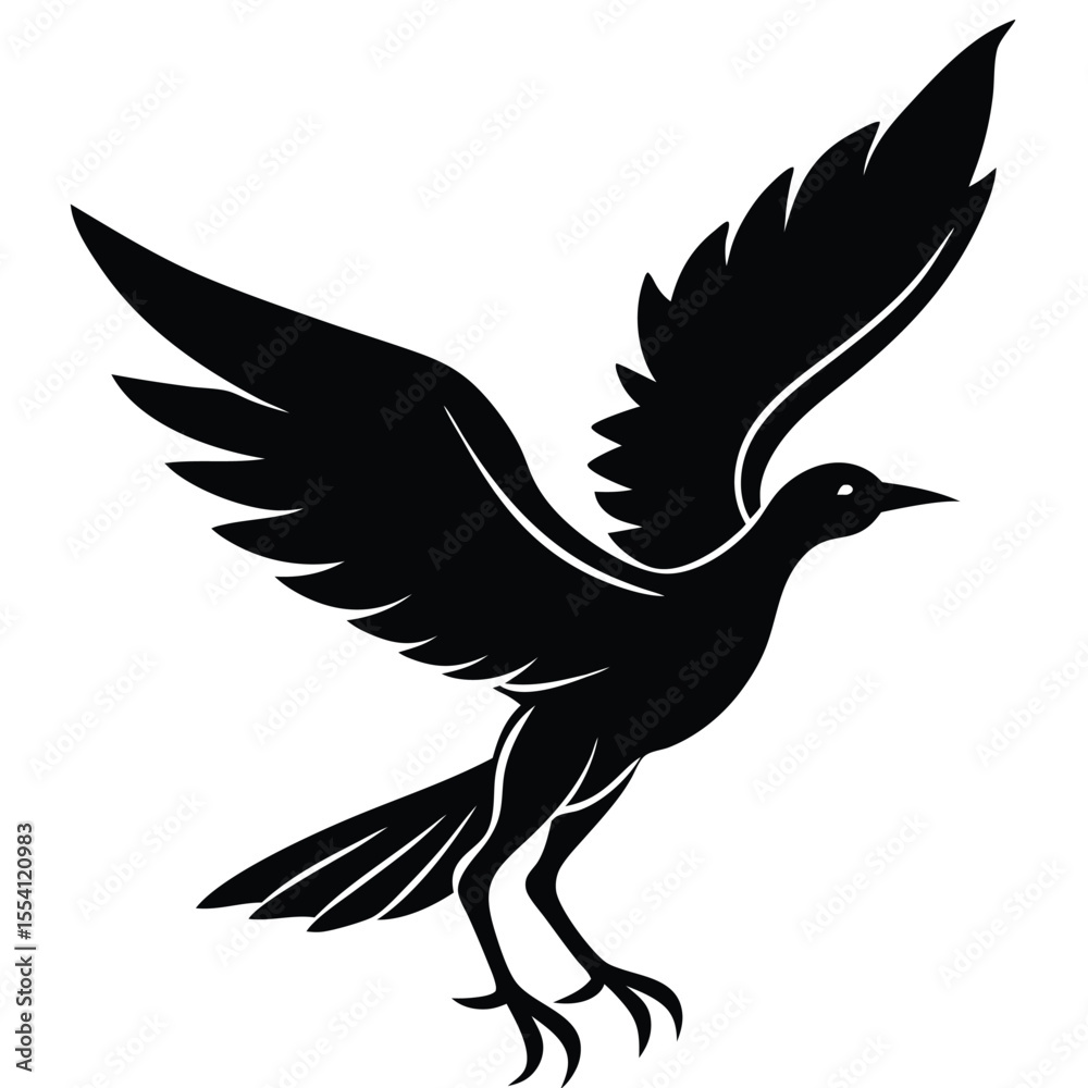 Obraz premium Majestic Bird Silhouette Wings Angled Back, Landing Gracefully